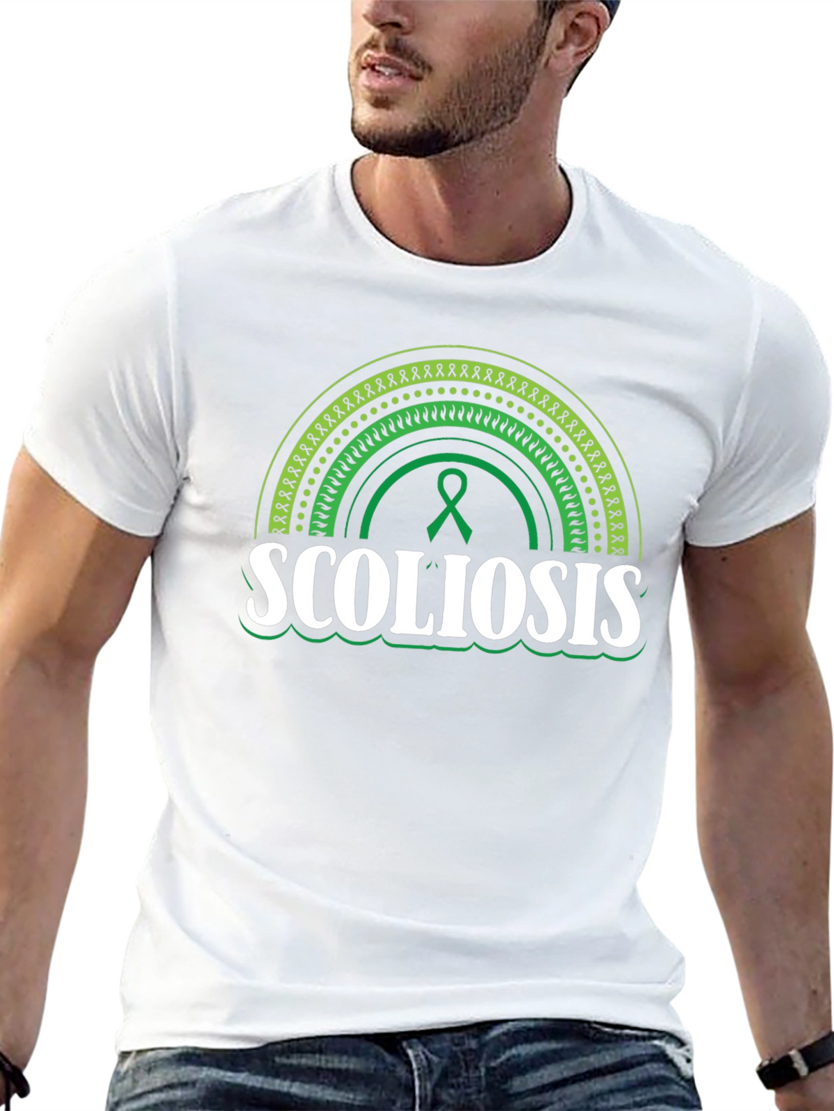 Scoliosis Awareness T-Shirt - Green Ribbon Support