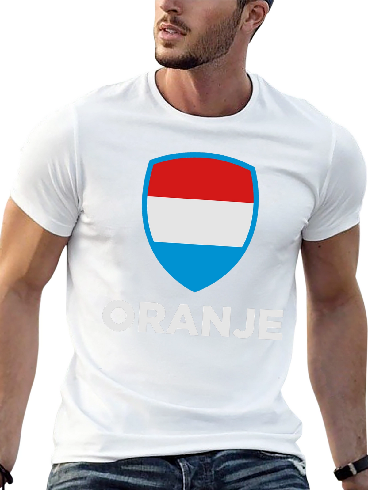 Oranje T-Shirt with Luxembourg Flag Shield Graphic