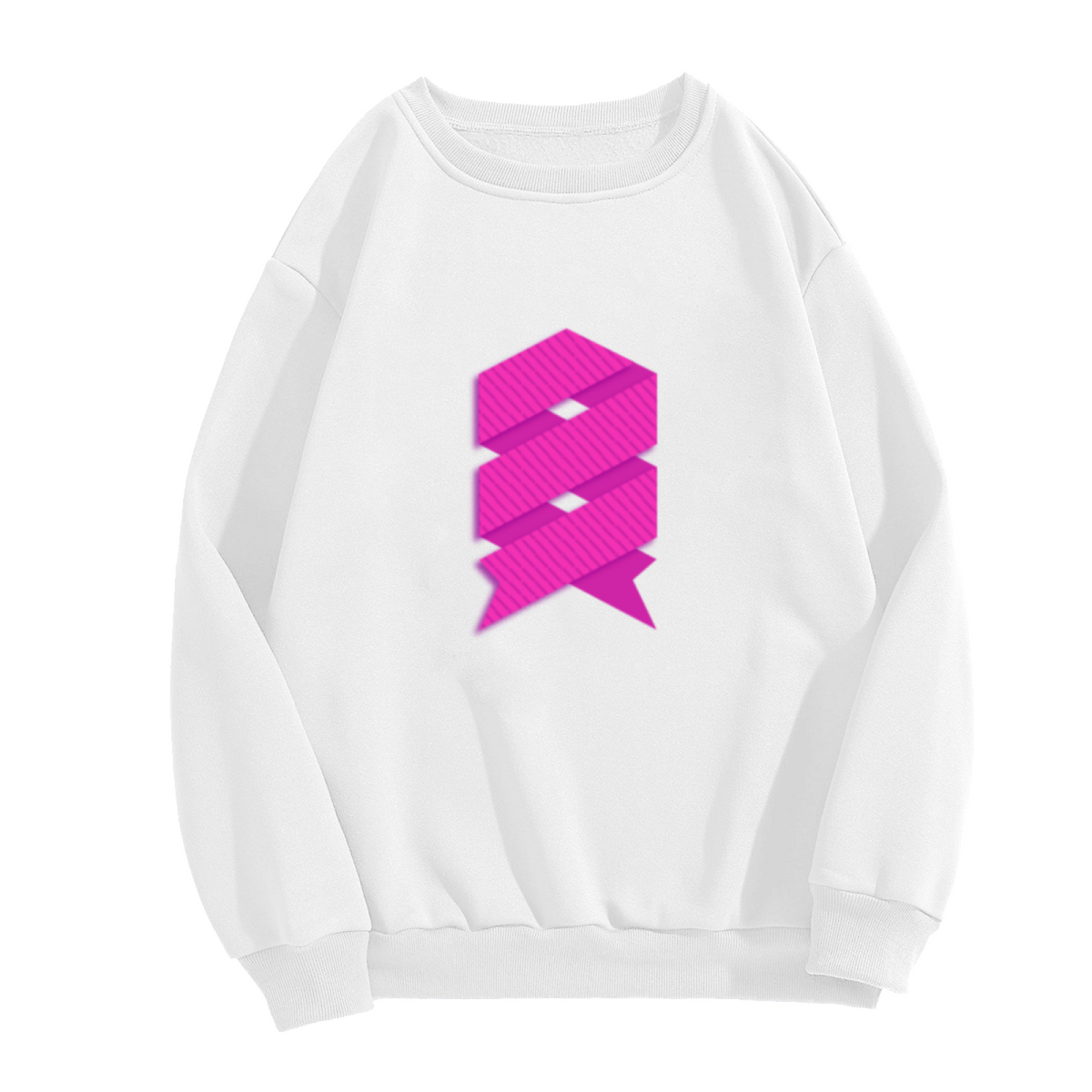 Abstract Geometric Ribbon Crewneck Sweatshirt - Modern Magenta Art Pullover, Minimalist Abstract Pattern, Trendy Streetwear Top