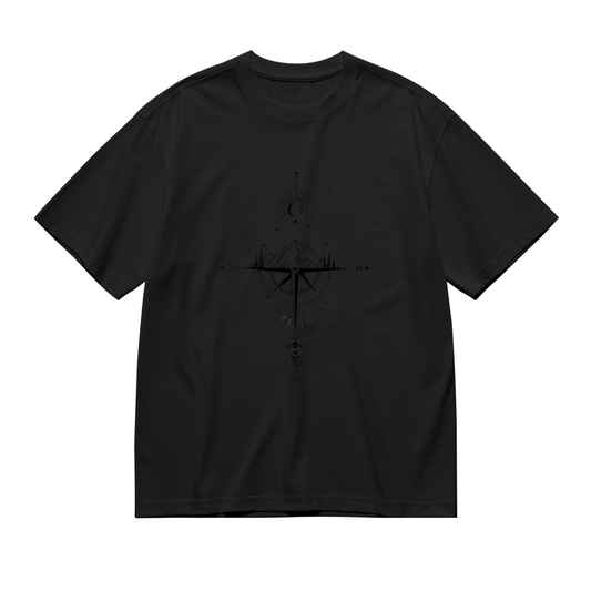 Men's Mystic Compass Moon Minimal Dark Aesthetic Graphic Tee