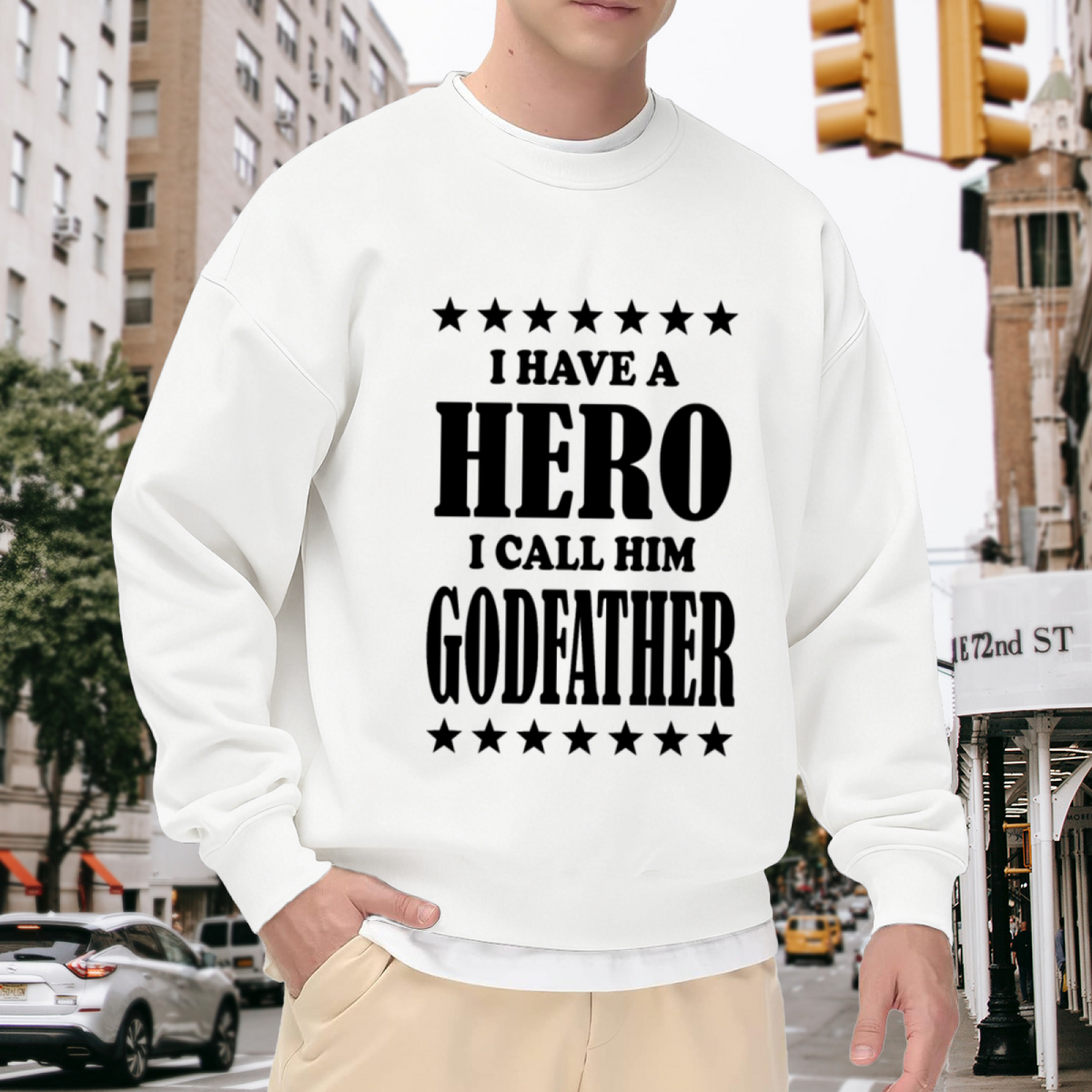 'I Have A Hero I Call Him Godfather' Crewneck Sweatshirt, Thoughtful Gift For Godfather