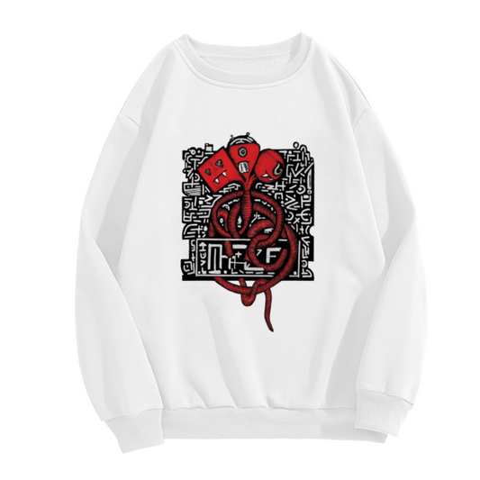 Red Tentacle Monster Graffiti Crewneck Sweatshirt | Urban Street Art Creature Graphic Pullover, Edgy Gift Top