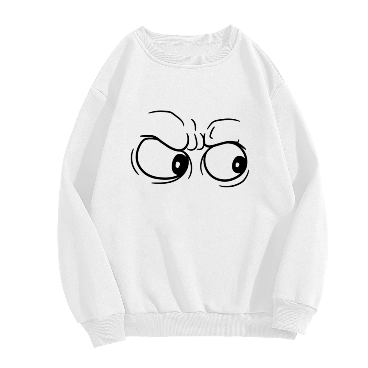 Side Eye Cartoon Eyes Crewneck Sweatshirt | Funny Grumpy Judging Face Graphic Pullover, Sarcastic Gift Top
