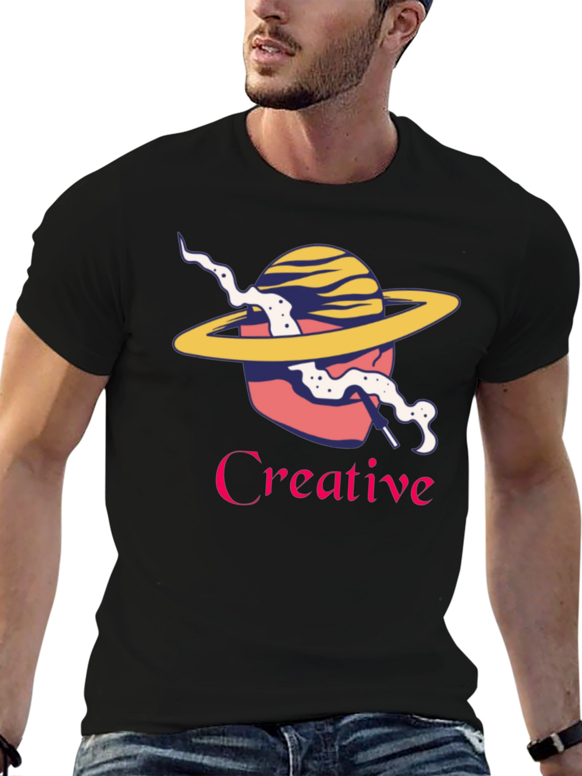 Creative Graphic T-Shirt - Stylish Planet Design