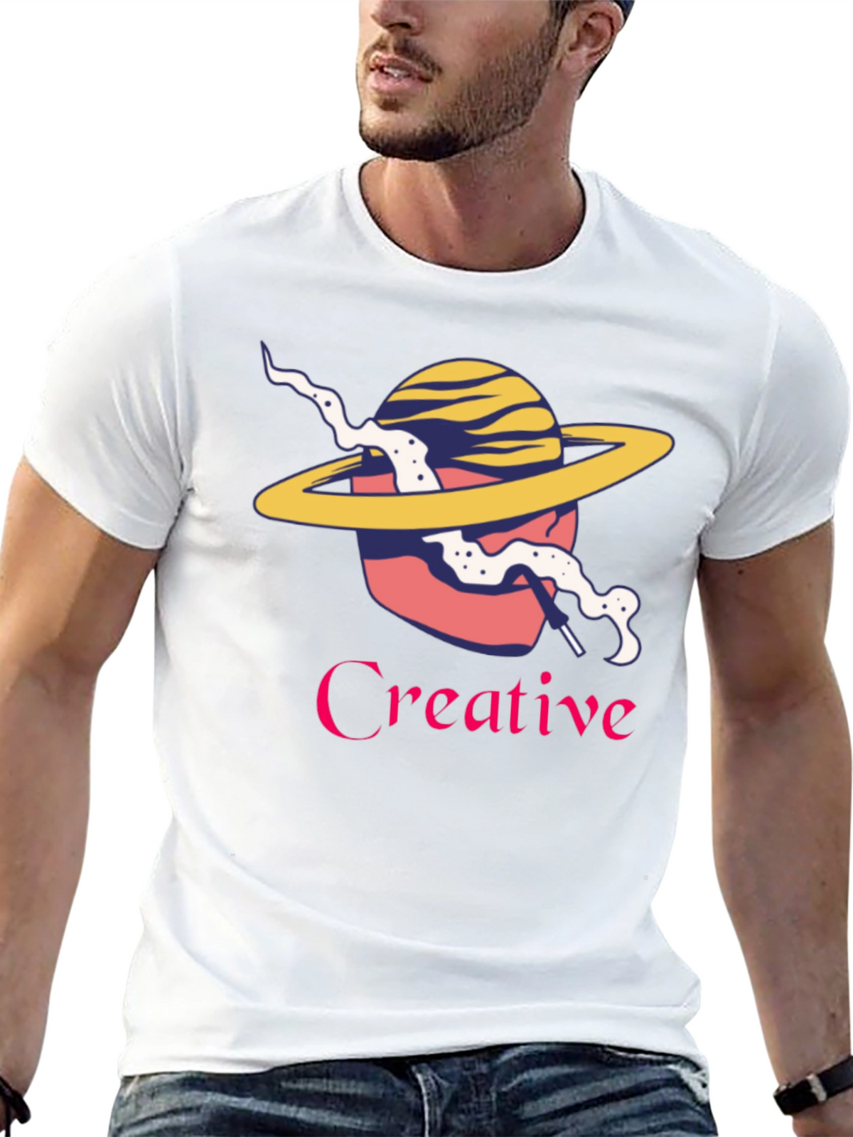 Creative Graphic T-Shirt - Stylish Planet Design