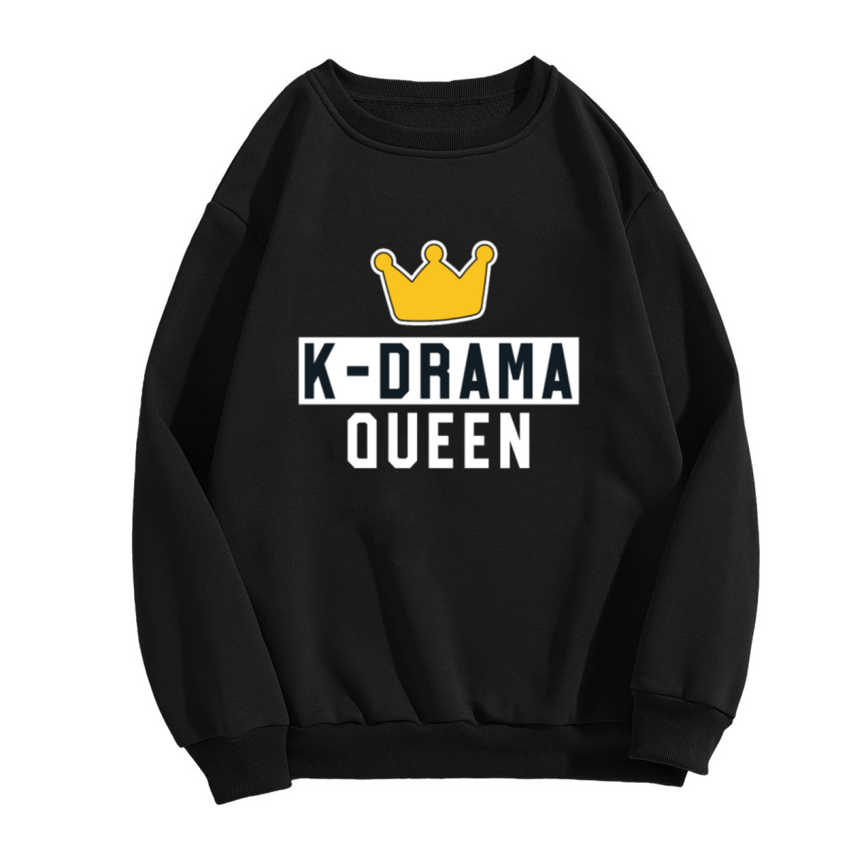 K-Drama Queen Crewneck Sweatshirt with Crown Graphic for Korean Drama Lovers