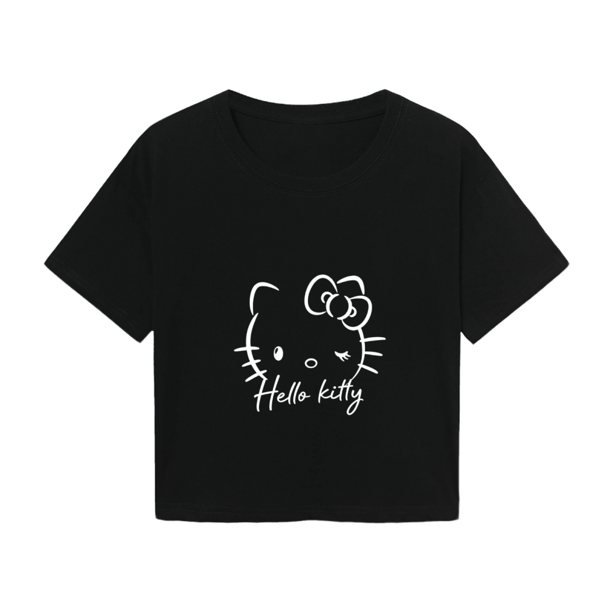 Soft Orange Bow Hello Kitty Cute Casual Crop Top