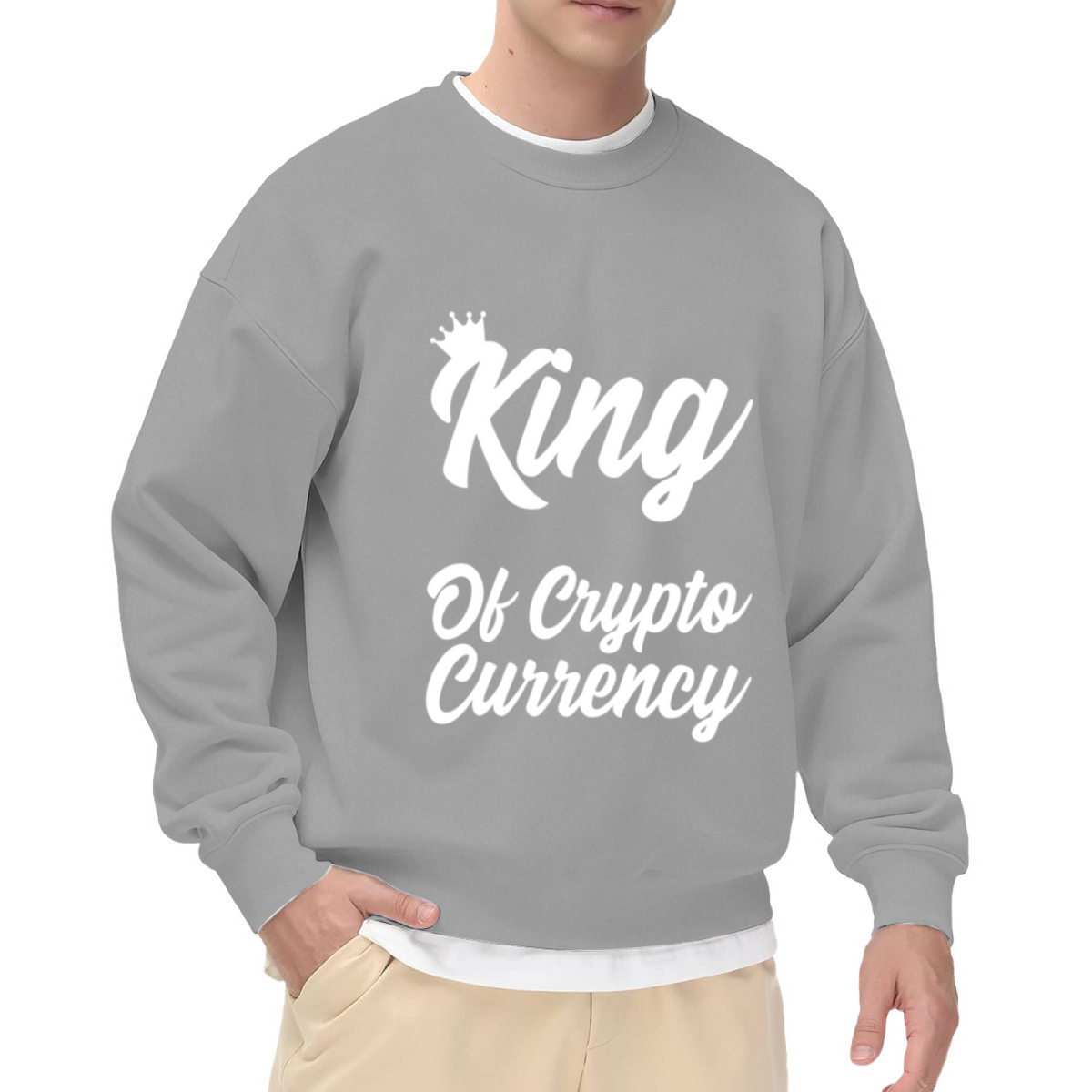 King Of Crypto Currency Crewneck Sweatshirt - Bitcoin Trader Streetwear Pullover, Crypto Investor Gift, Blockchain Top