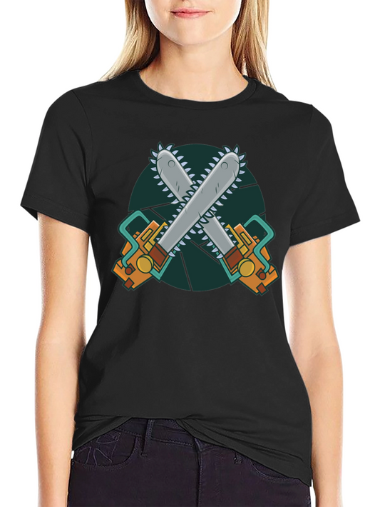 Chainsaw Graphic Print Black T-Shirt