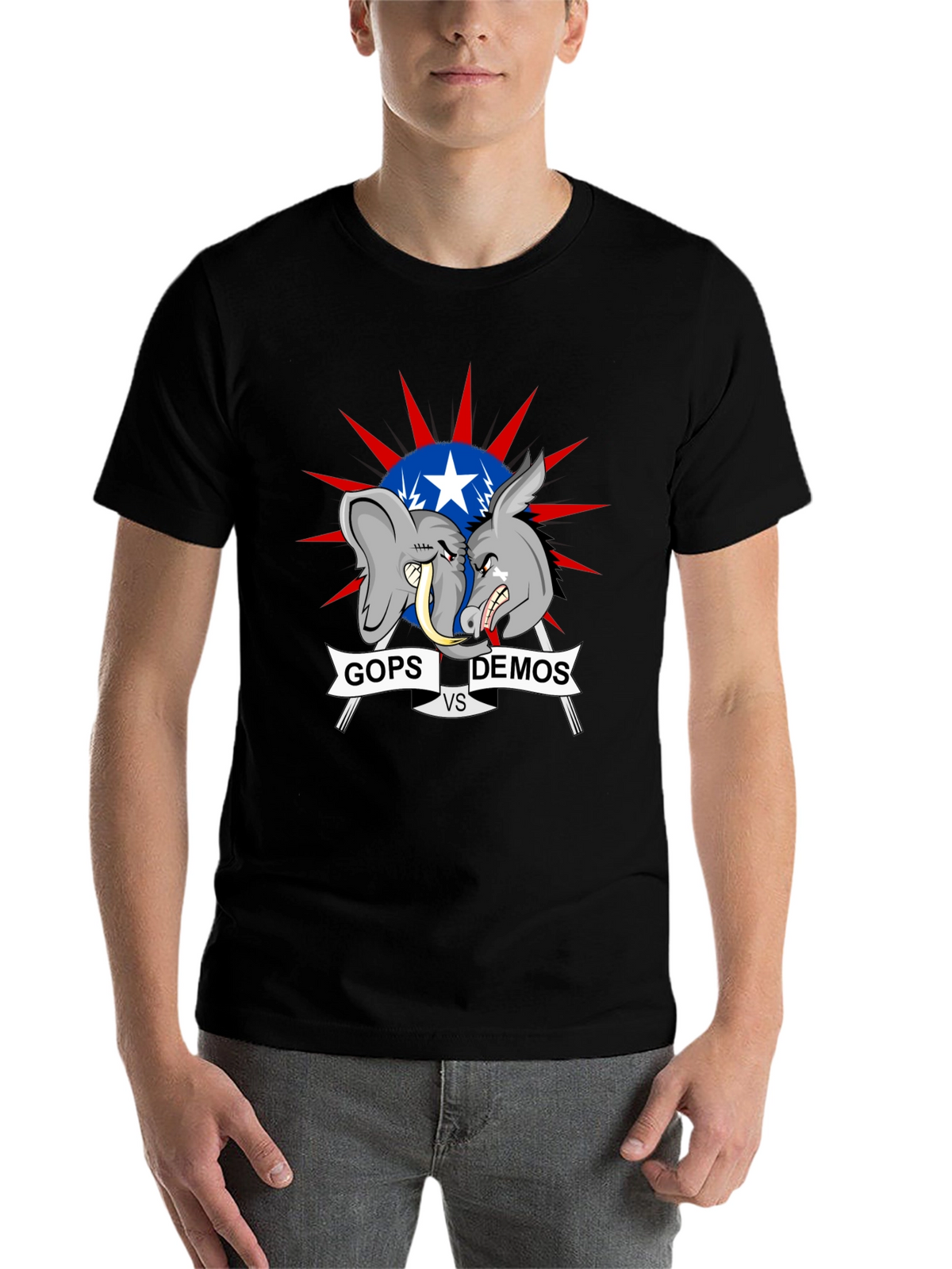 Political T-Shirt: GOPs vs DEMOs Cartoon