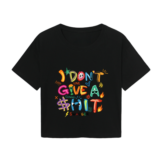 Bold Graffiti I Don¡¯t Give A Hit Streetwear Crop Top