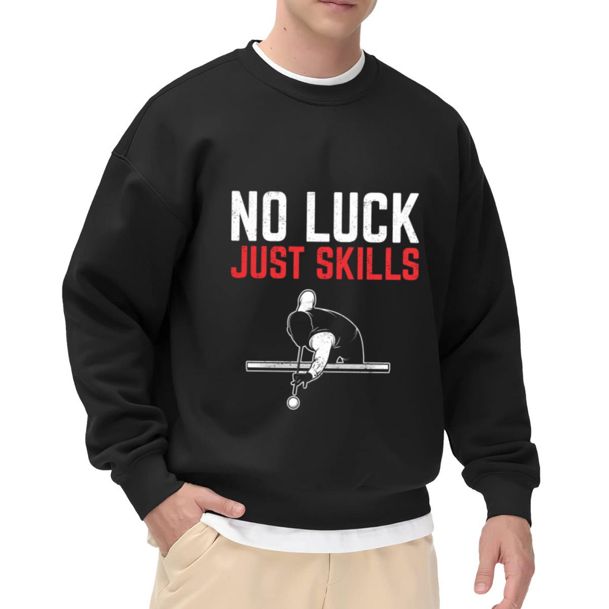 No Luck Just Skills Skateboarding Crewneck Sweatshirt, Skateboarder Grind Pullover, Skate Gift