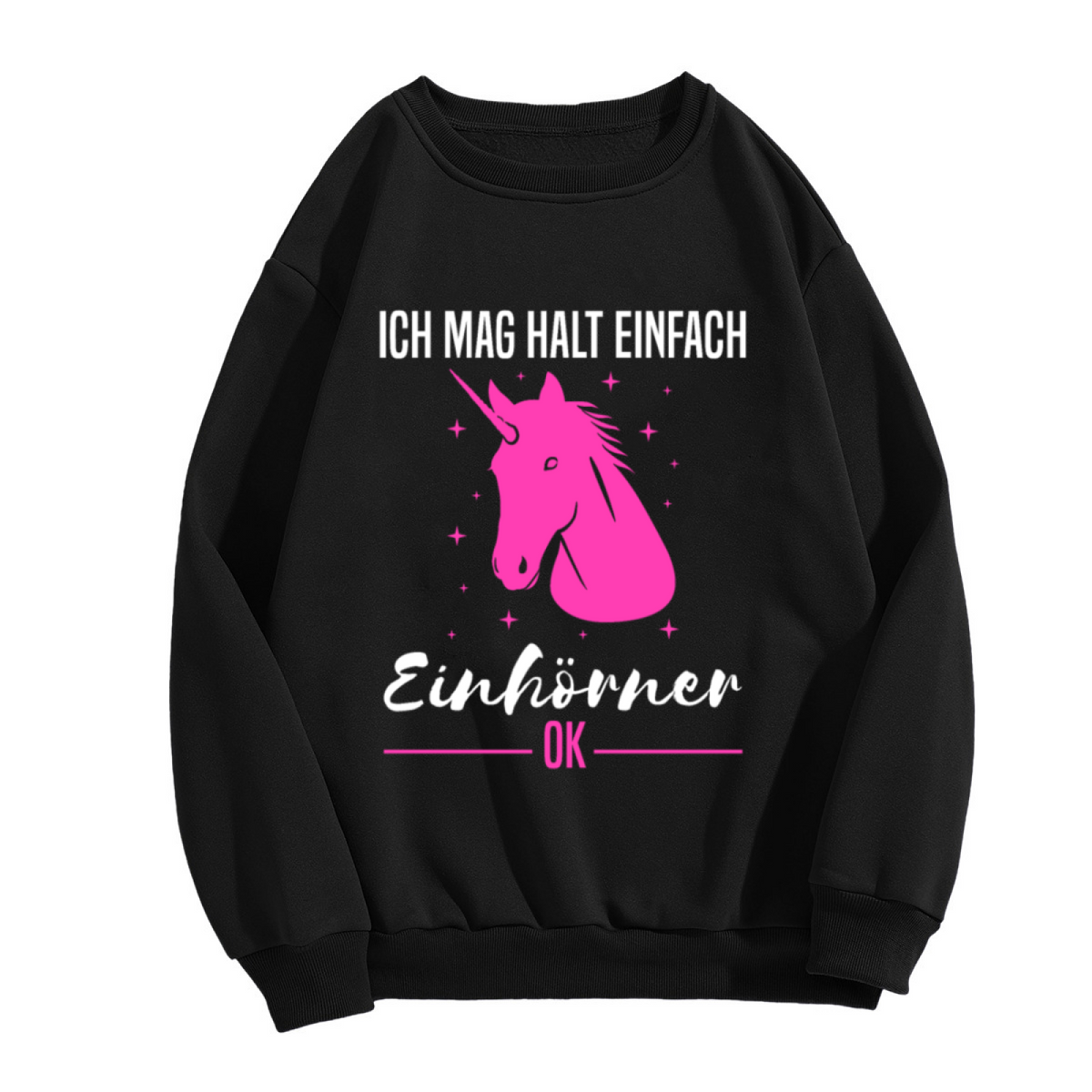 Pink Unicorn Lover Sweatshirt | Cute Cartoon Unicorn Graphic Crewneck, Quirky German Text Pullover Top, Unicorn Gift for Girls Women