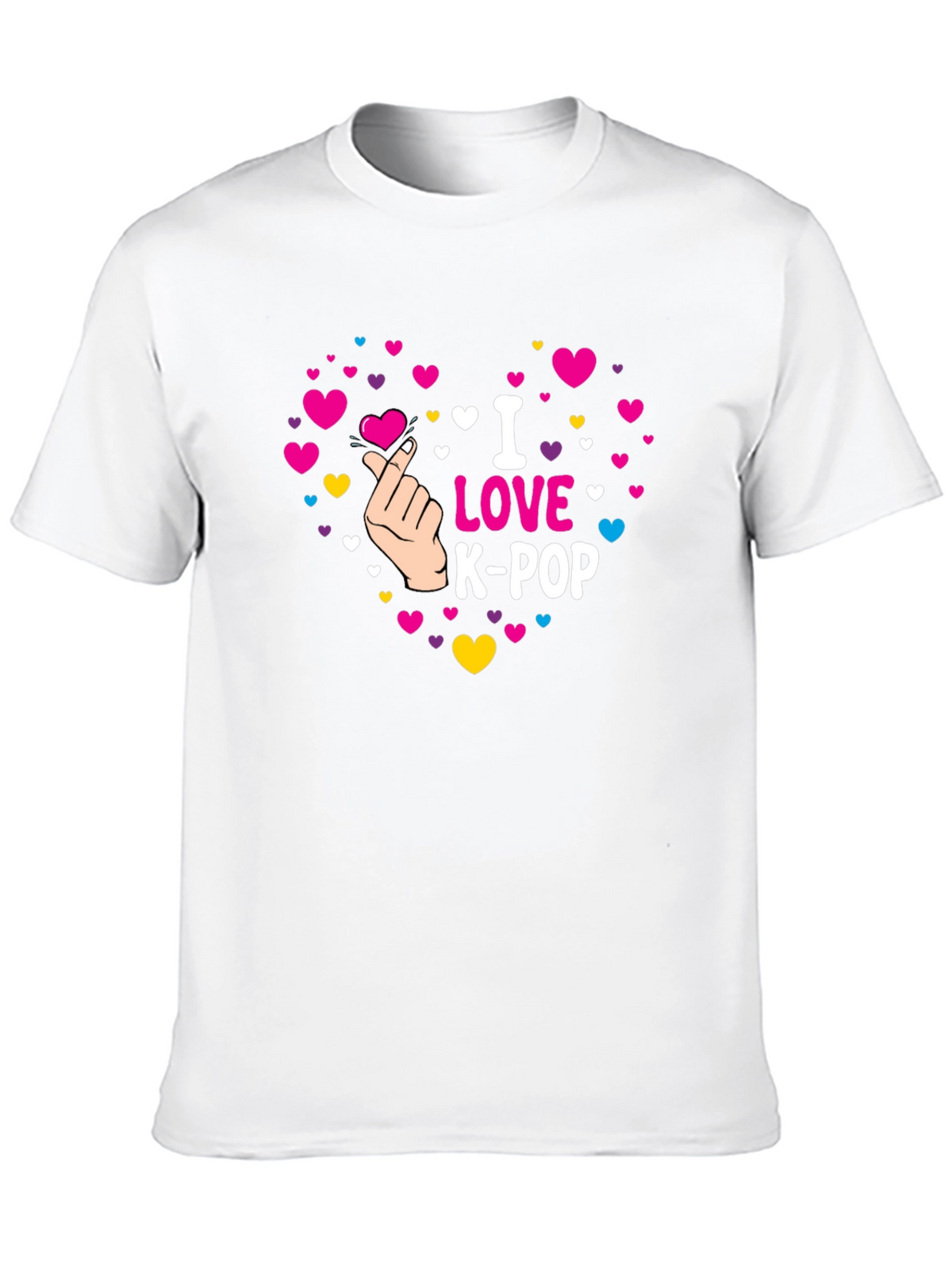 I Love K-Pop Heart Graphic Black T-Shirt