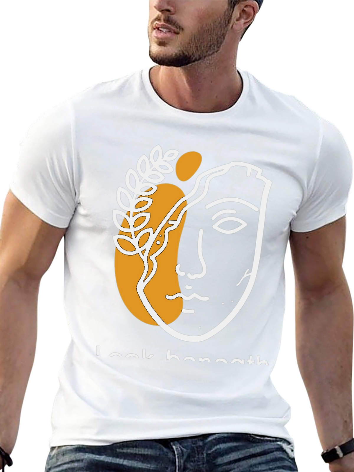 Abstract Face Graphic Print Black T-Shirt