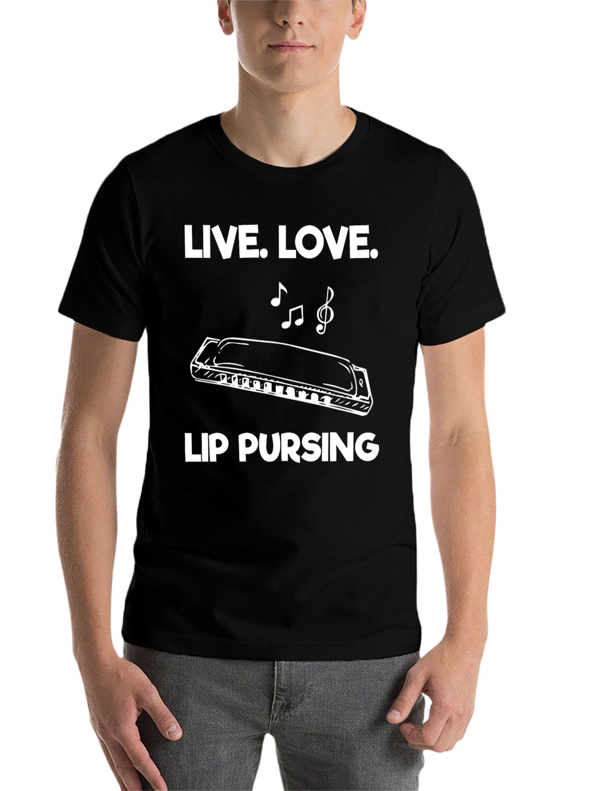 Live Love Lip Pursing Black T-Shirt
