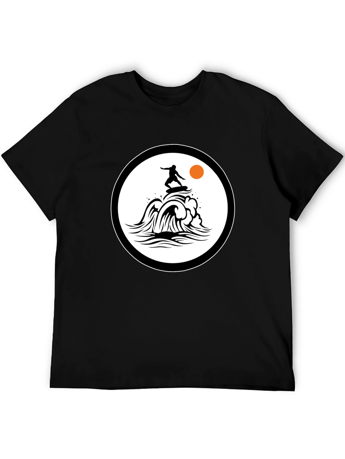 Surfer Wave Graphic Black T-Shirt
