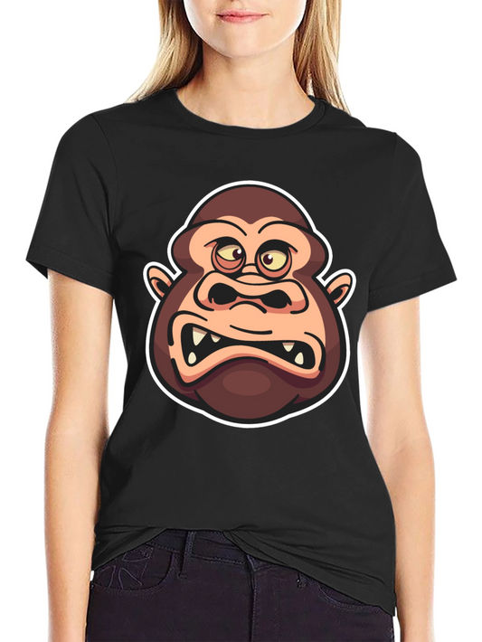 Cartoon Gorilla Graphic Black T-Shirt