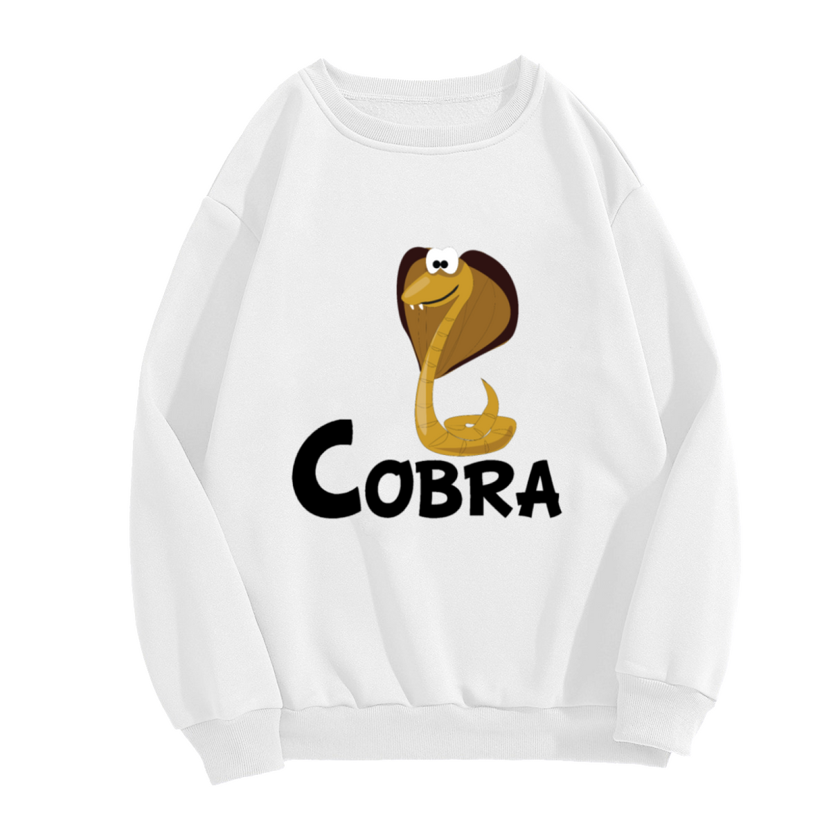 Cobra Friendly Cartoon Snake Crewneck Sweatshirt | Funny Reptile Mascot Graphic Pullover, Snake Lover Gift Top