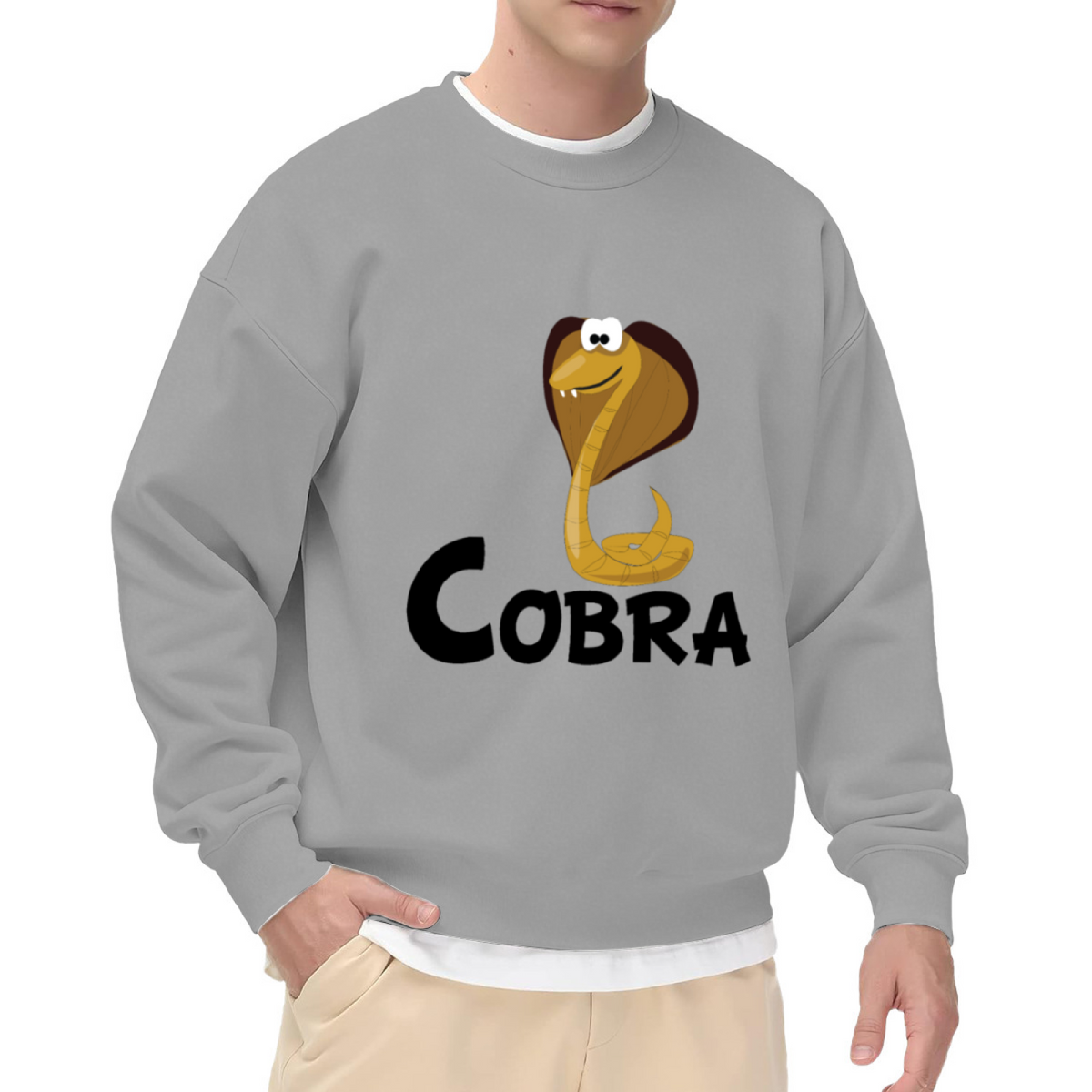 Cobra Friendly Cartoon Snake Crewneck Sweatshirt | Funny Reptile Mascot Graphic Pullover, Snake Lover Gift Top