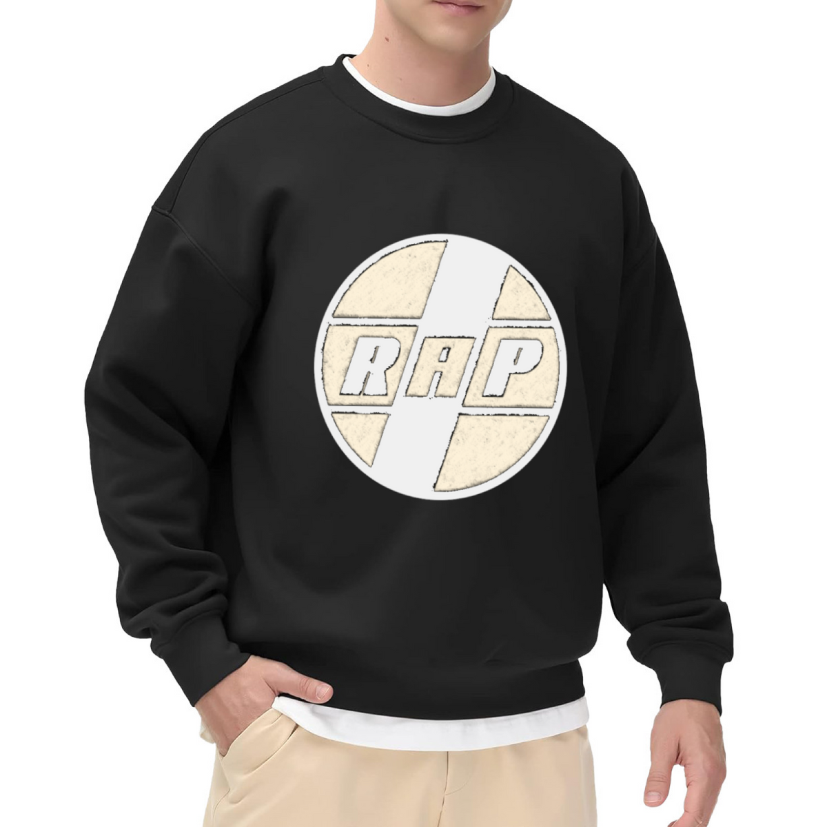 RAP Vintage Segmented Circle Crewneck Sweatshirt | Classic Hip Hop Distressed Pullover, Rap Fan Gift