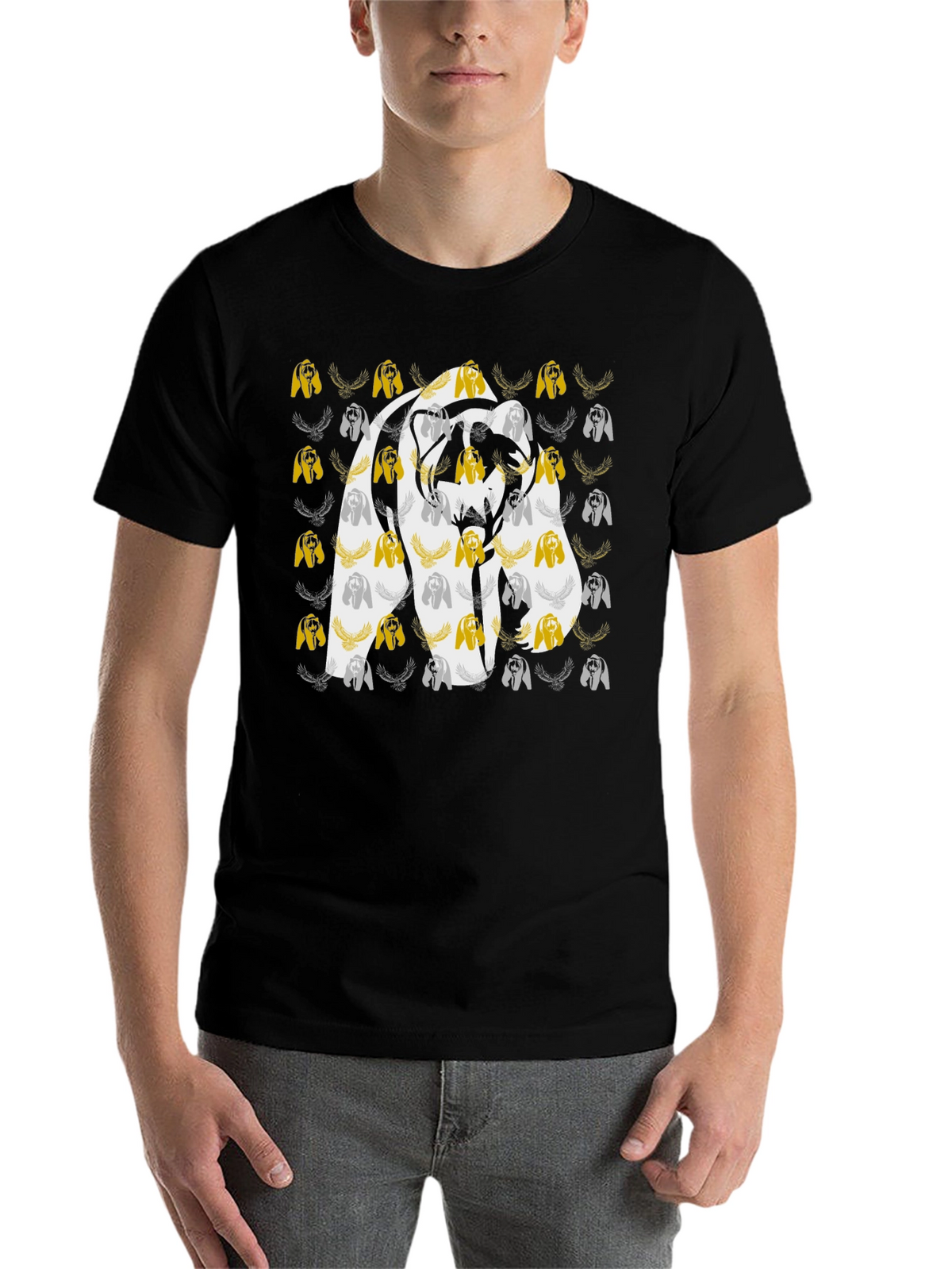 Bear Graphic Print Black Tee