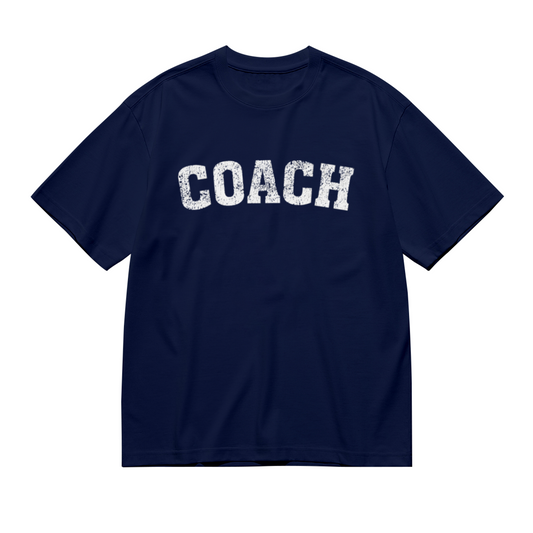 Distressed Retro COACH Sports Coach Navy T-Shirt