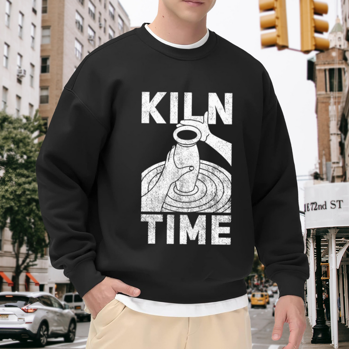 Kiln Time Crewneck Sweatshirt - Pottery Lover Graphic Pullover, Ceramic Artist Gift, Wheel Throwing Humor Top