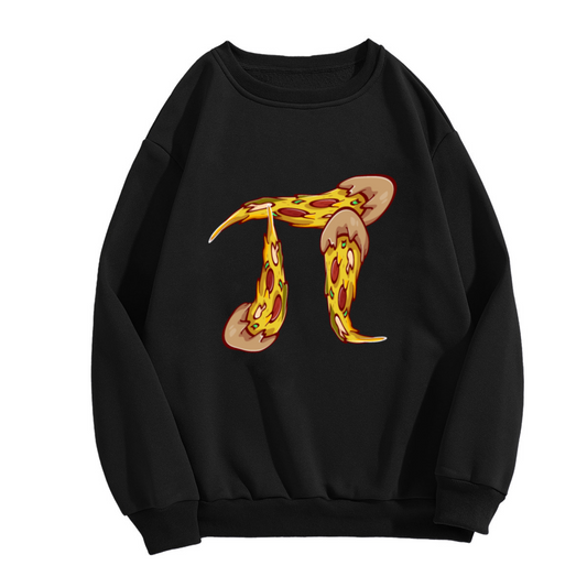 Pizza Pi Crewneck Sweatshirt, Cartoon Pepperoni Greek Letter Graphic, Math & Foodie Gift