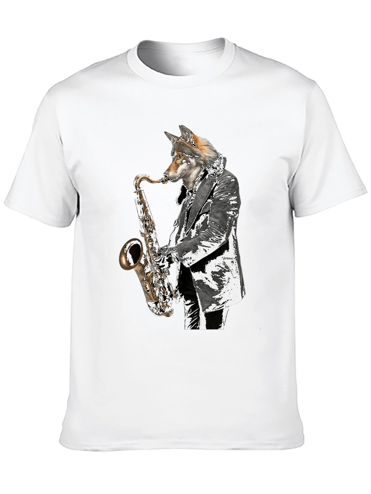 Cool Wolf Saxophone Player Graphic T-Shirt
