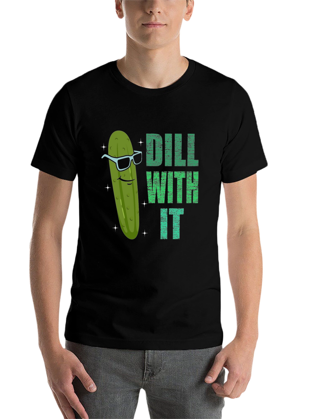 Dill With It Funny Pickle Graphic T-Shirt
