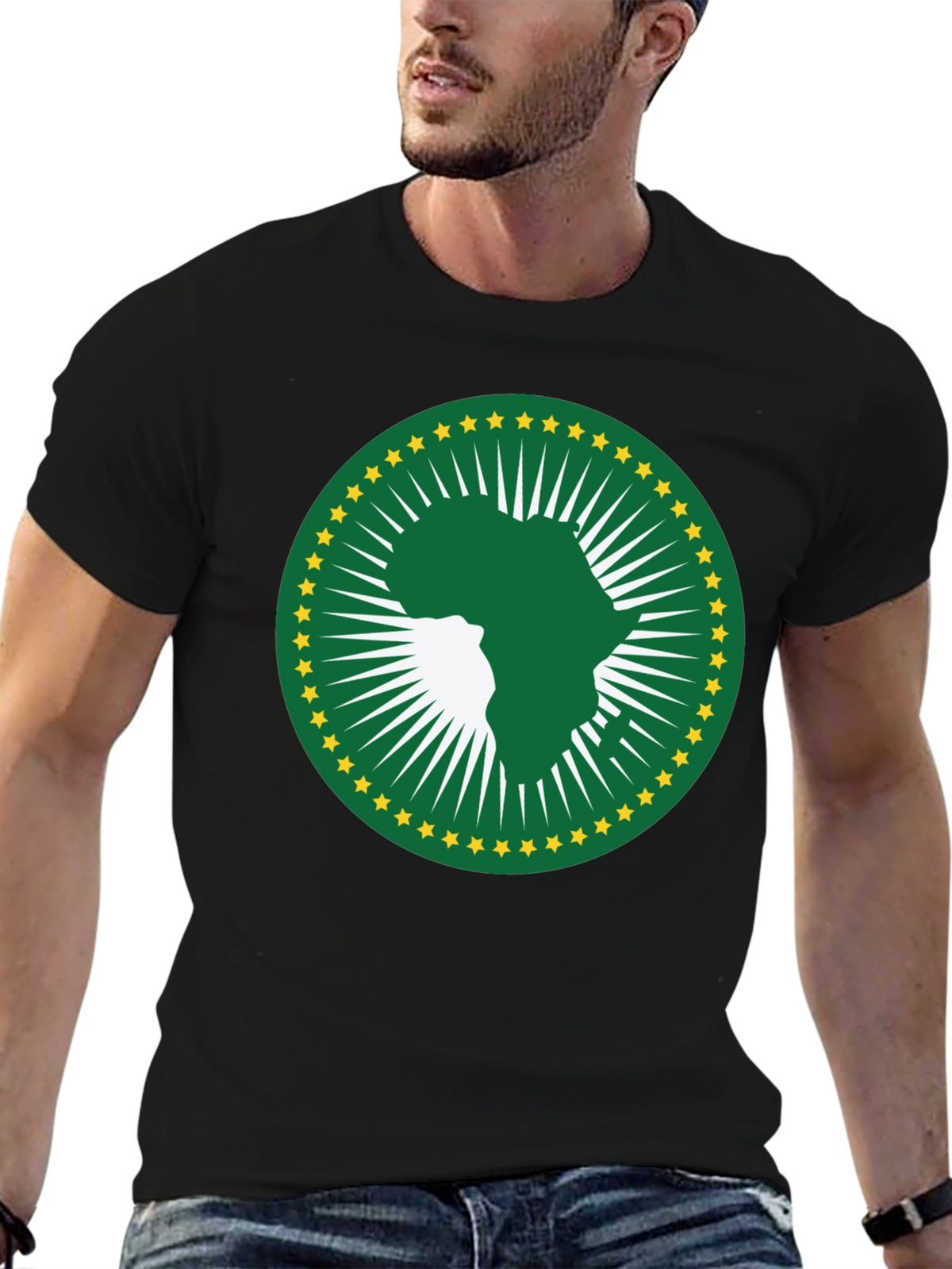 African Union T-Shirt - Green & Gold Africa Logo