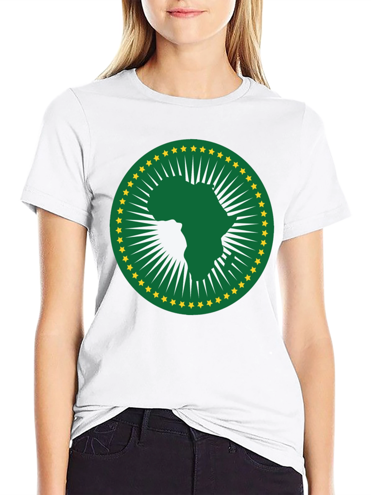 African Union T-Shirt - Green & Gold Africa Logo