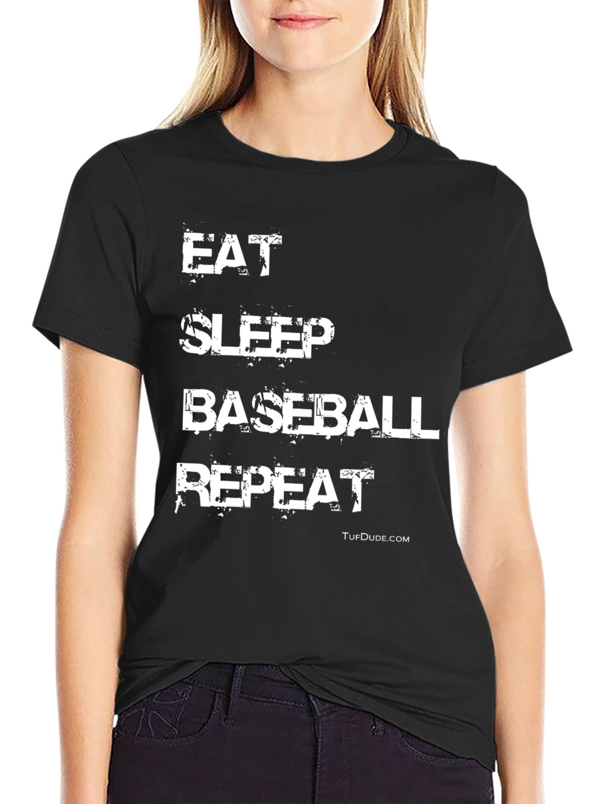 Eat Sleep Baseball Repeat Black Graphic Tee
