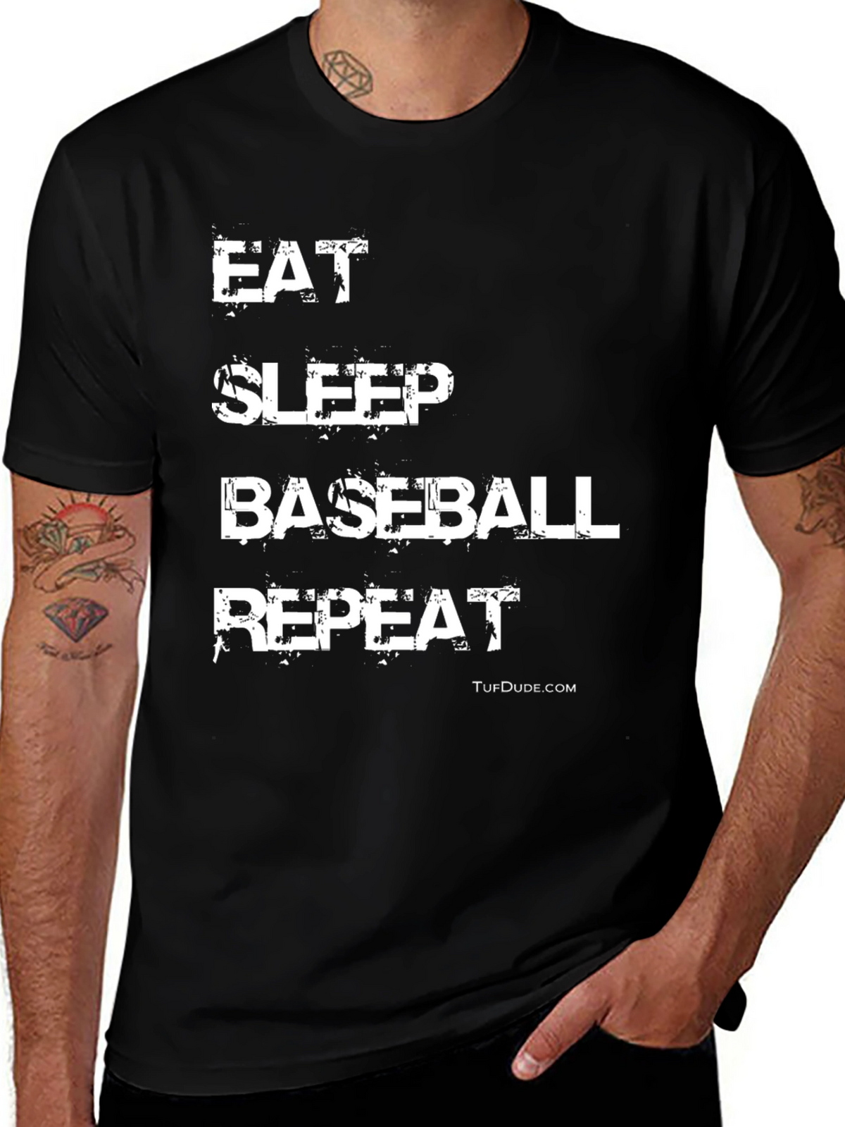 Eat Sleep Baseball Repeat Black Graphic Tee