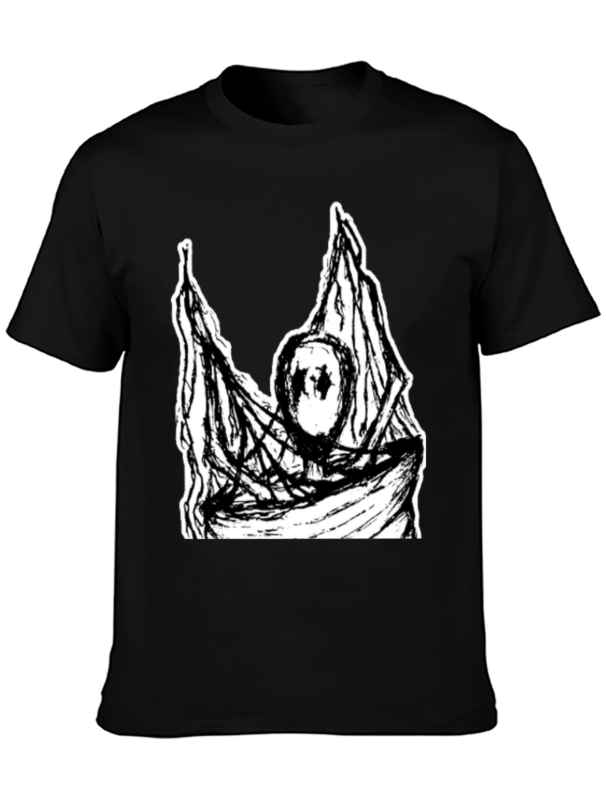 Black T-Shirt with Abstract Graphic Print