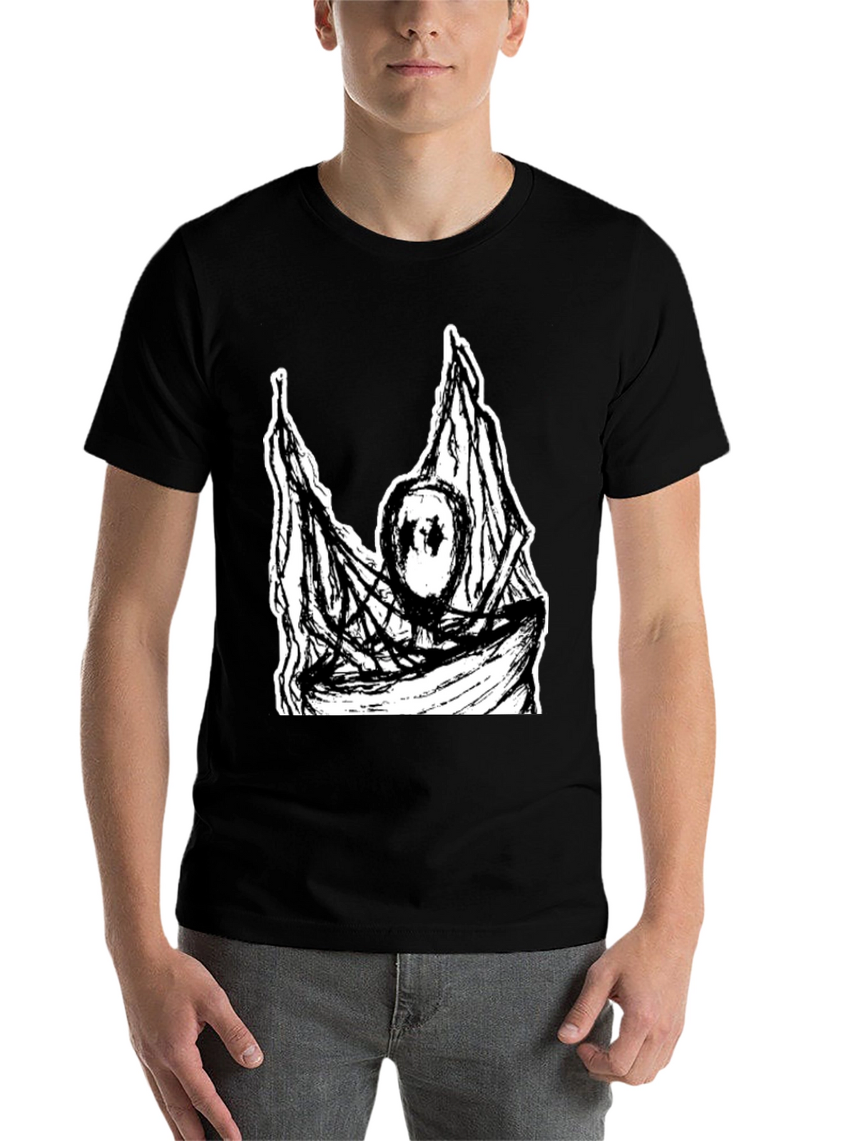 Black T-Shirt with Abstract Graphic Print