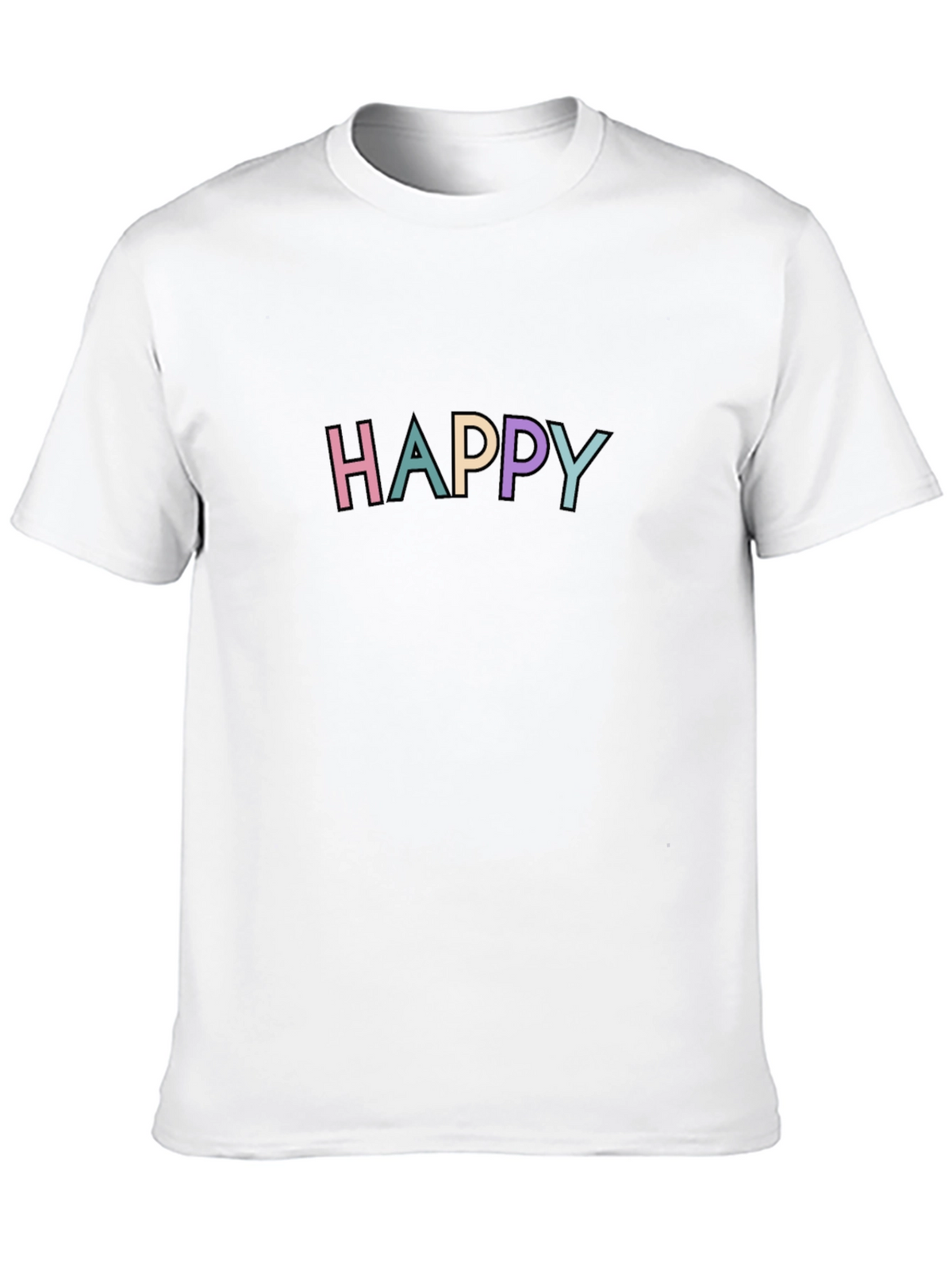 Happy Graphic Print Black Crew Neck T-Shirt