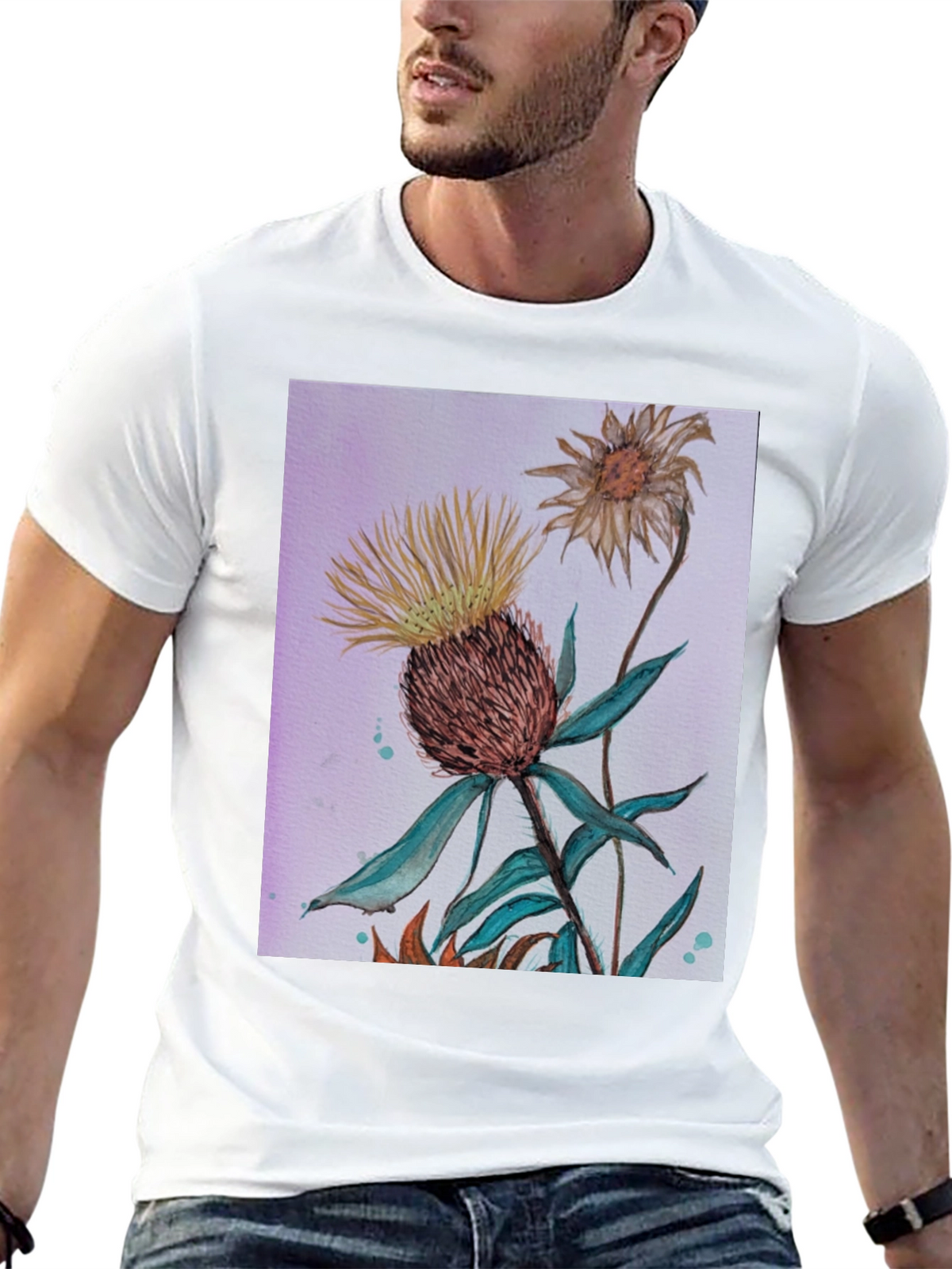 Floral Graphic Print T-Shirt - Black