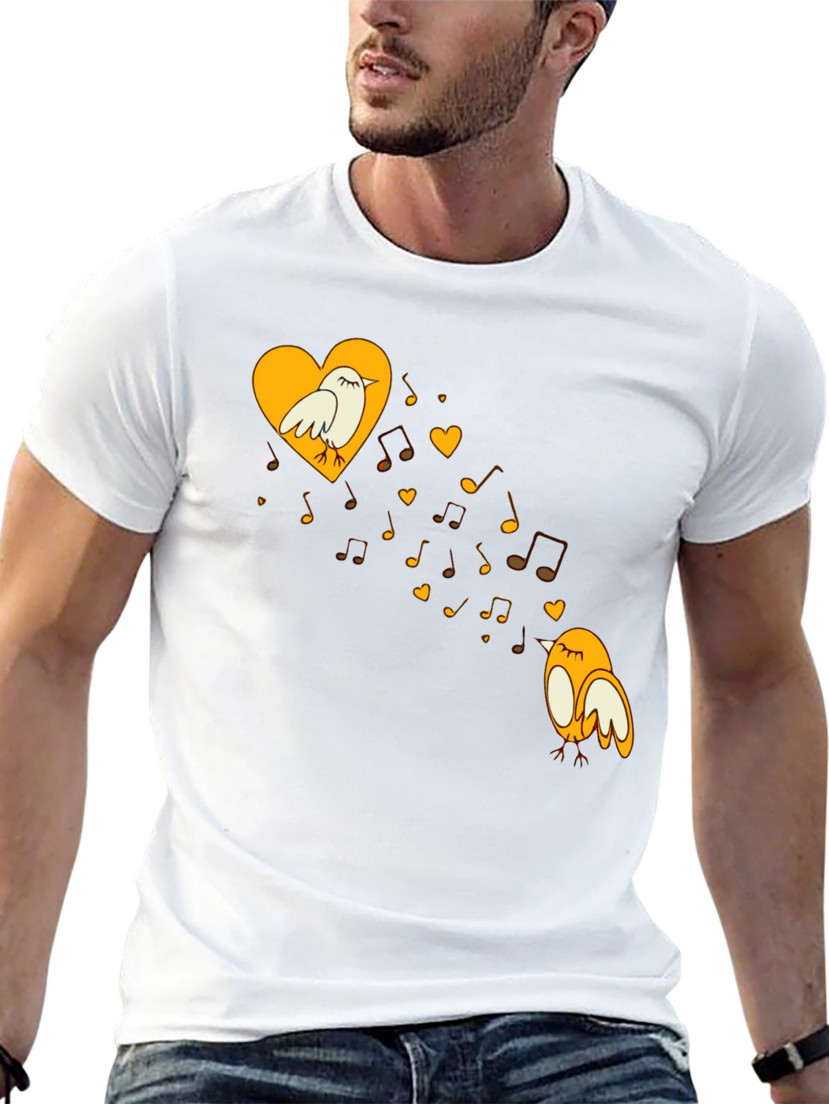Musical Birds Graphic Tee - Black Unisex T-Shirt