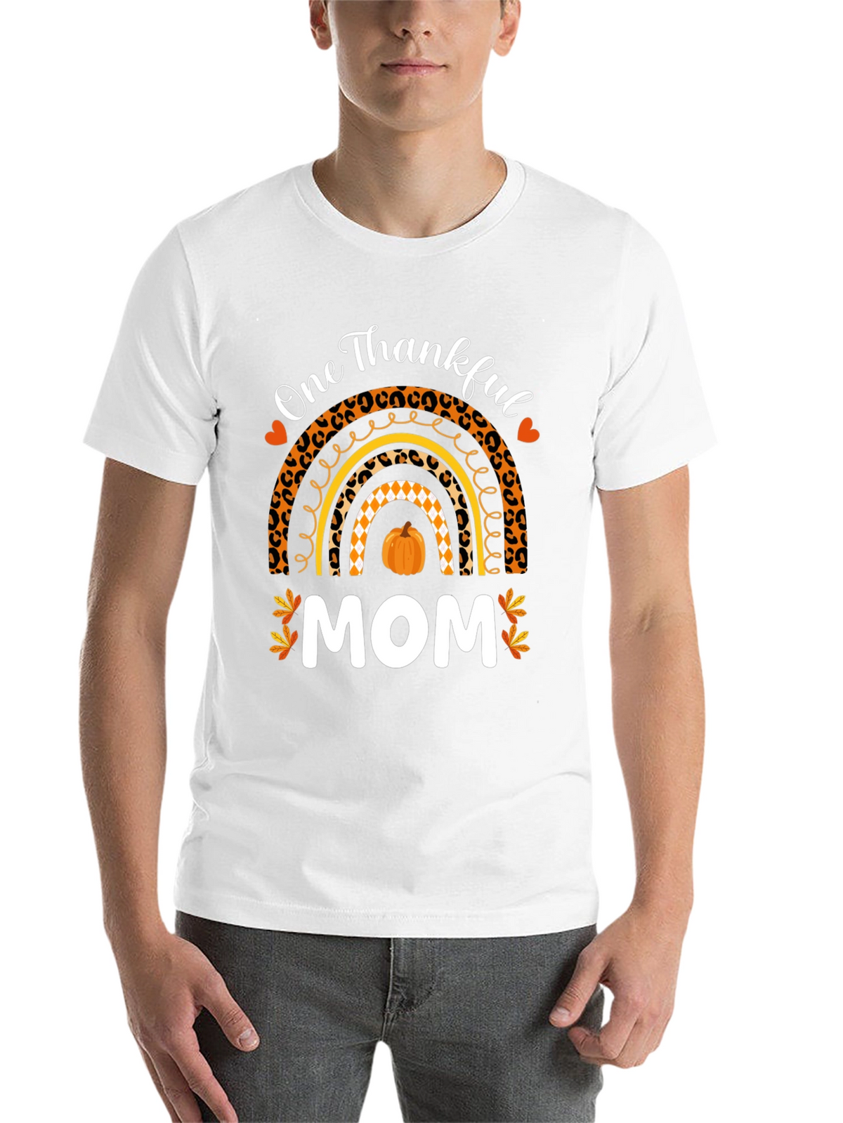 Thankful Mom T-Shirt - Fall Rainbow Thanksgiving Tee