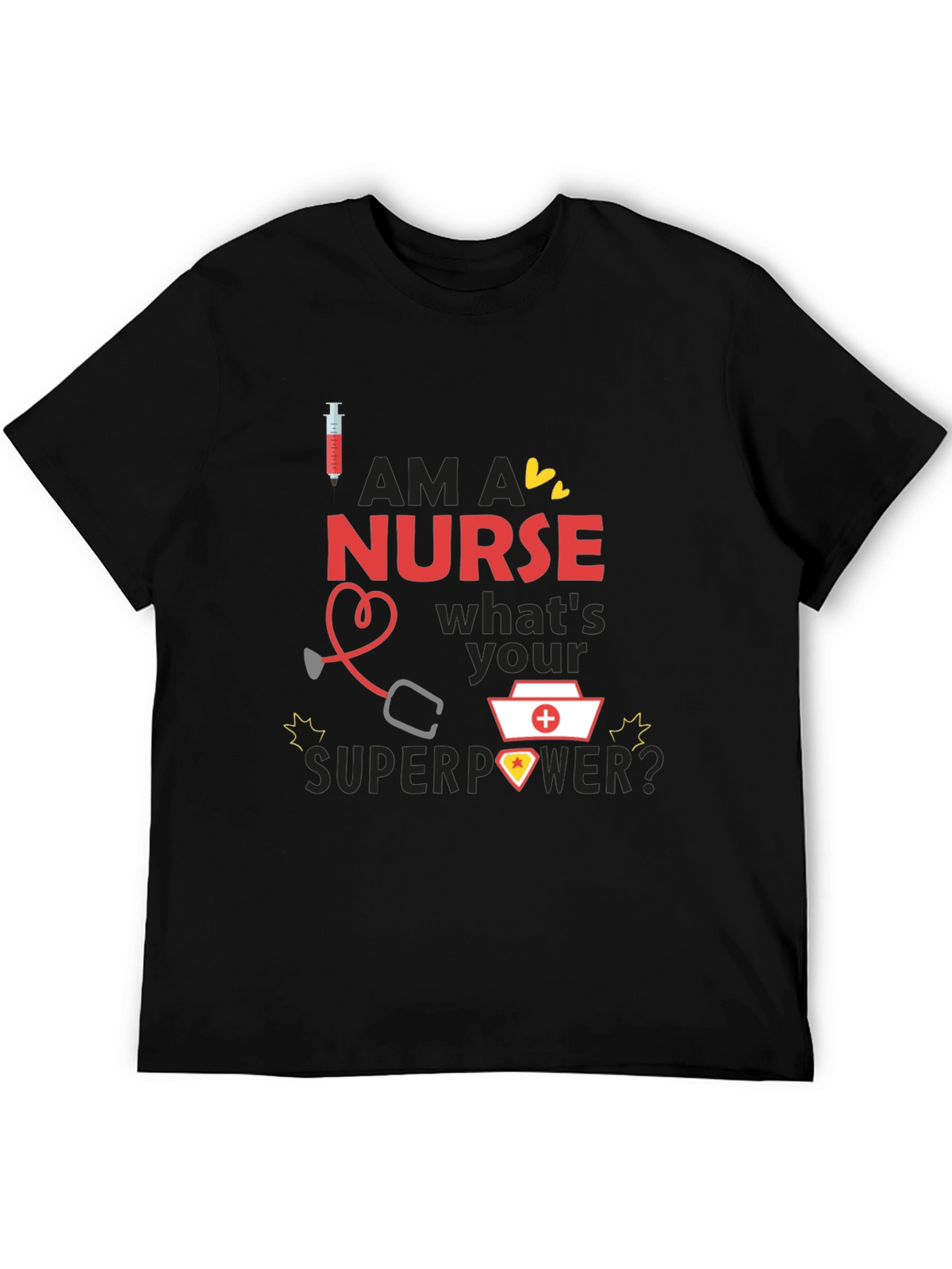 Nurse Superpower T-Shirt - Black Novelty Graphic Tee