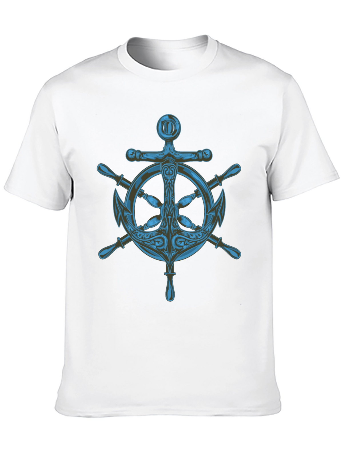Nautical Anchor Wheel Graphic Black T-Shirt