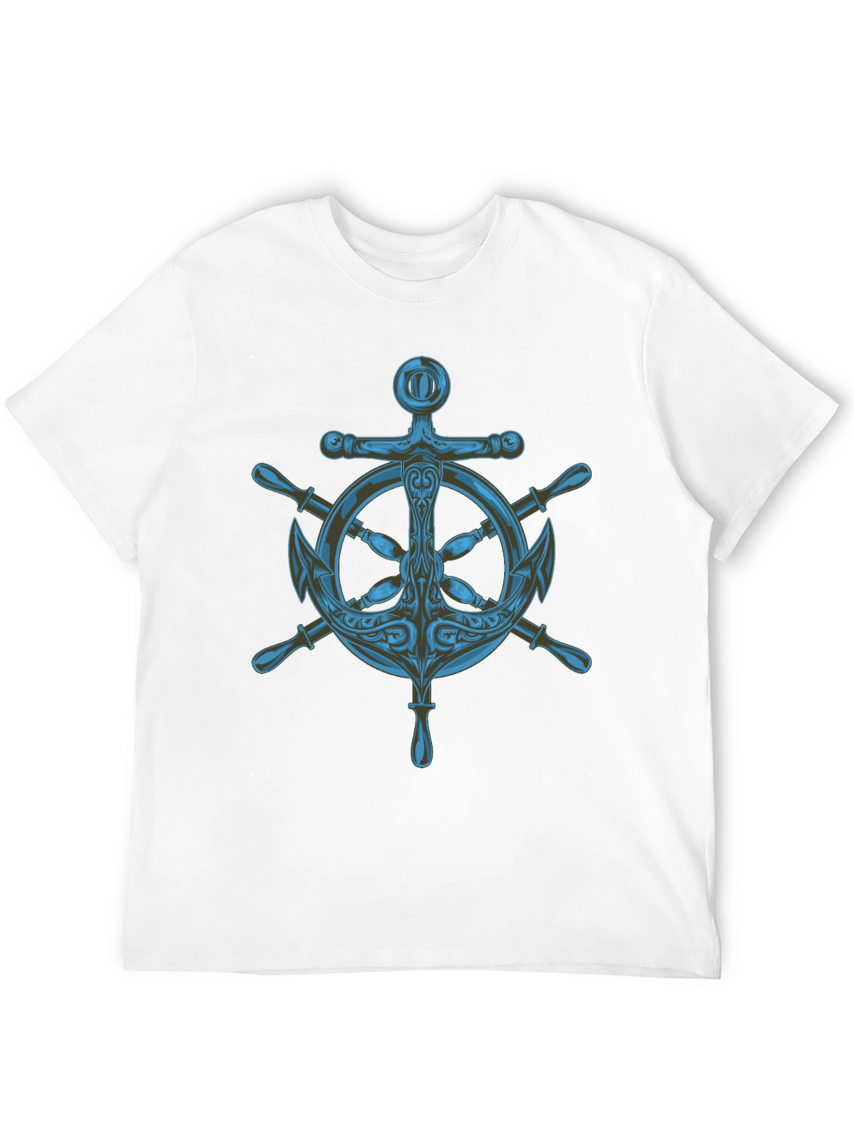 Nautical Anchor Wheel Graphic Black T-Shirt