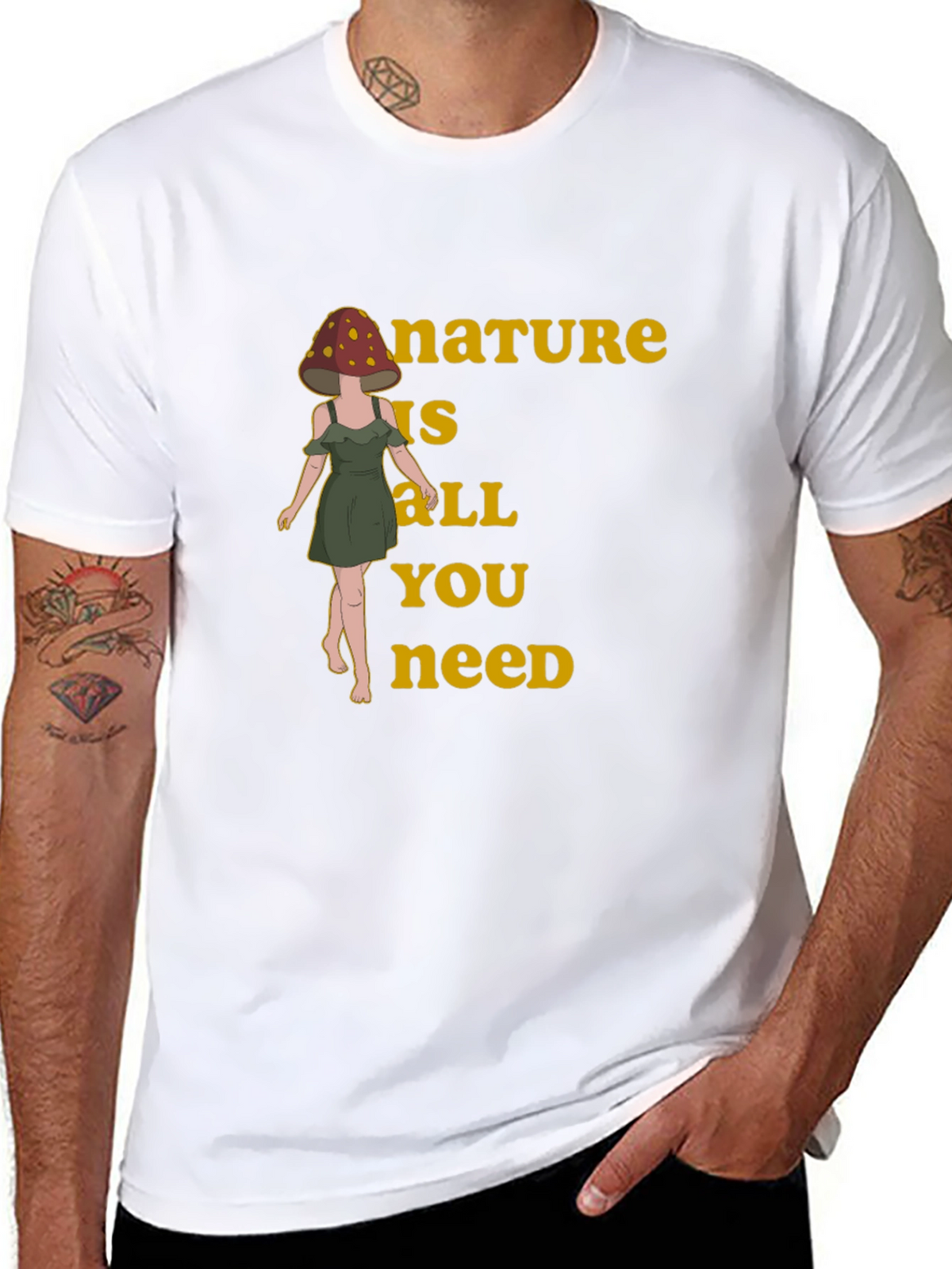 Nature is All You Need Mushroom Head T-Shirt