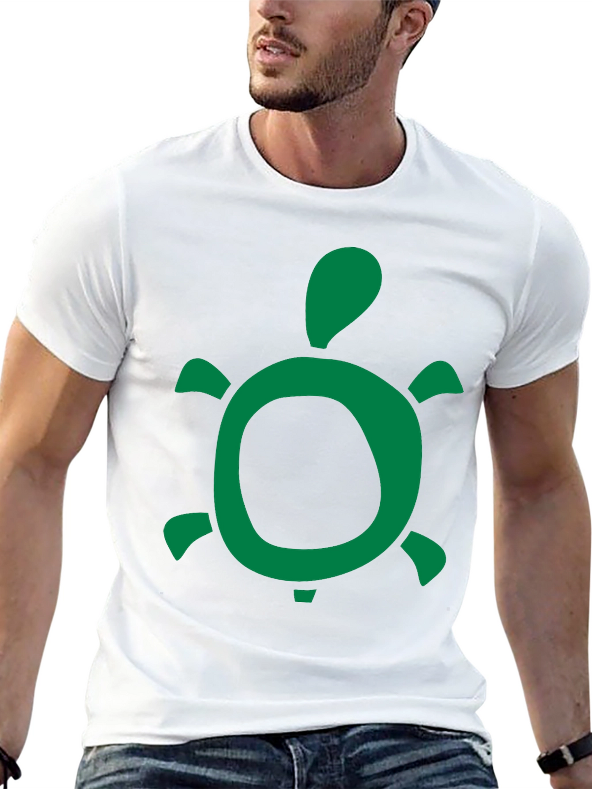 Green Turtle Graphic Black T-Shirt