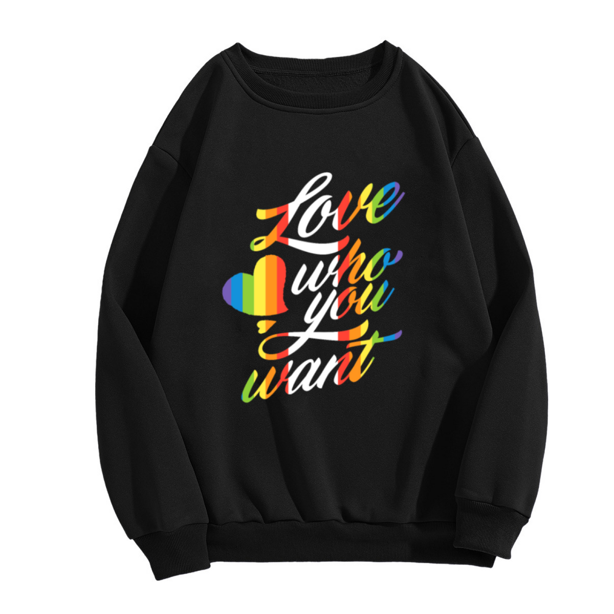Love Who You Want Rainbow Heart Crewneck Sweatshirt, Pride Equality Pullover, LGBTQ Gift