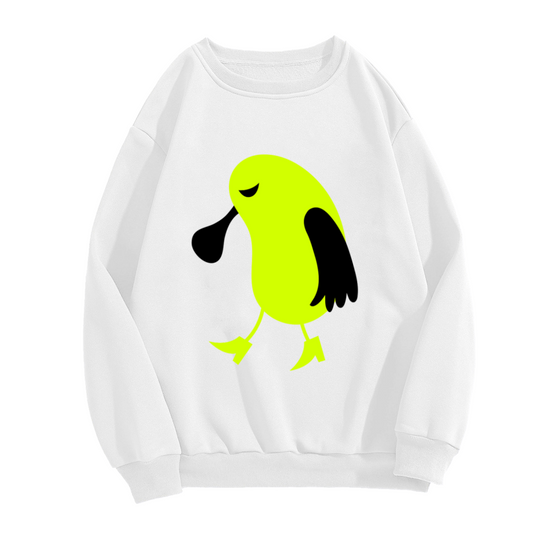 Discover This Cute Minimalist Cartoon Bird Crewneck Sweatshirt With a Whimsical and Quirky Artistic Design