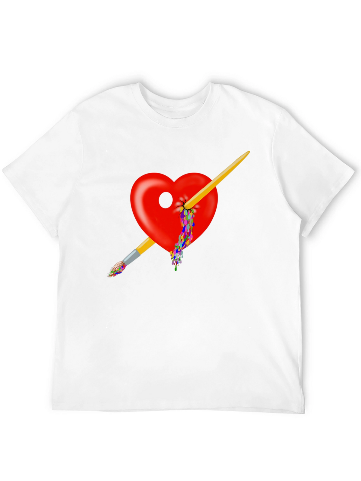 Artistic Heart Paintbrush T-Shirt - Bold Design