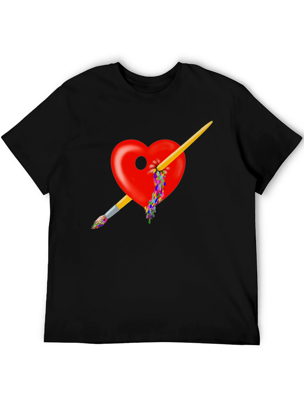 Artistic Heart Paintbrush T-Shirt - Bold Design